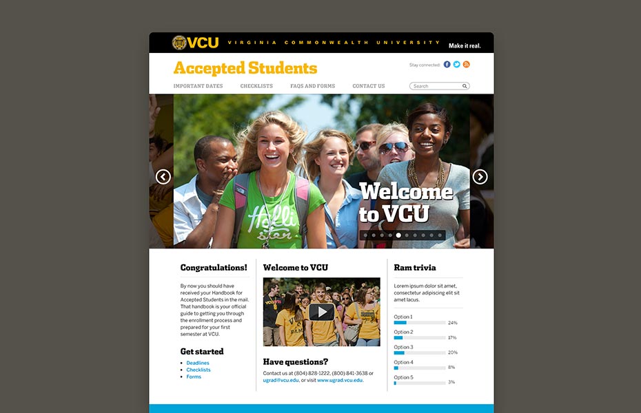 VCU Accepted Students website