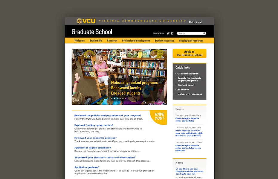 VCU Graduate School website