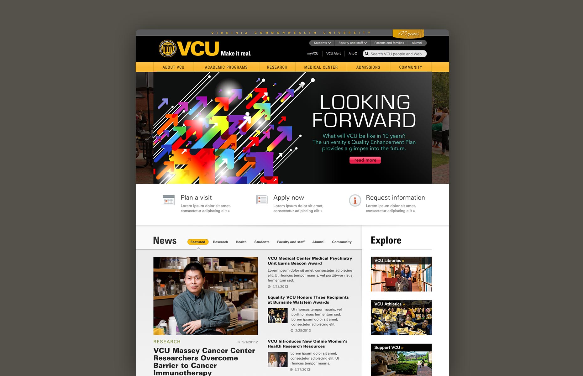VCU.edu main homepage