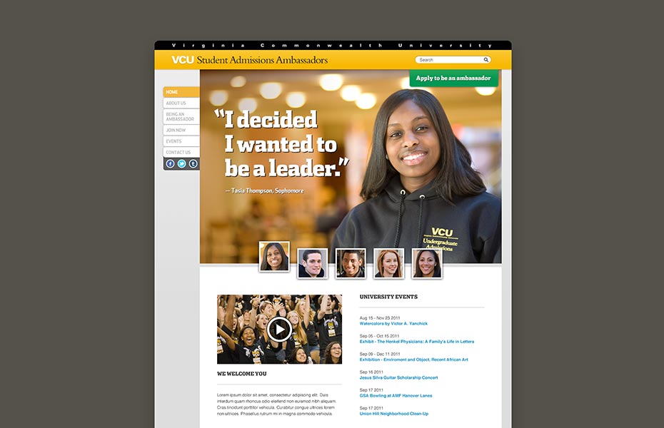 VCU Students Admissions Advisors website