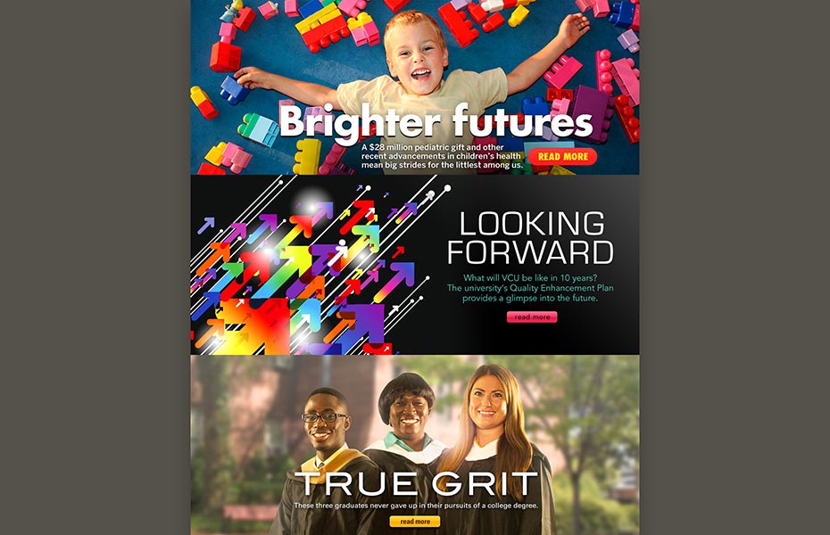 VCU homepage features